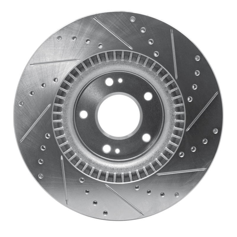 Hyundai Genesis Brake Rotor (1) - Front Left - R1 Concepts - Drilled & Slotted - Silver - `09-`11
